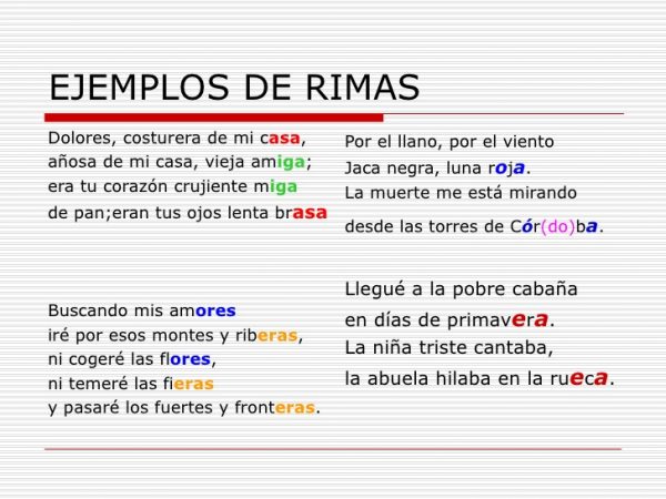 Ejemplos de rima asonante y consonante